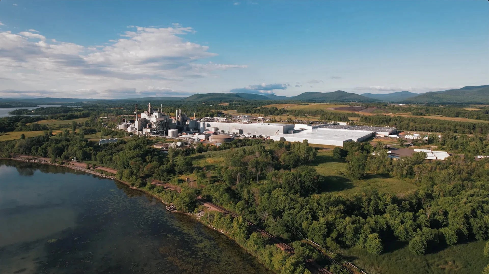 A factory next to a river